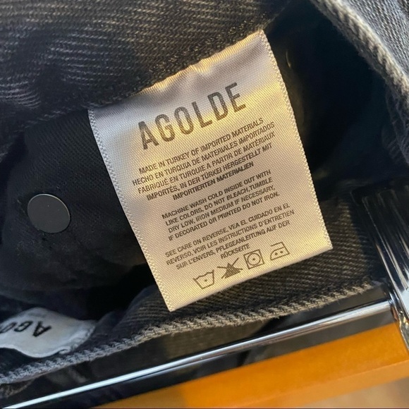 Agolde Jeans 90’s Mid Rise Loose Fit Jeans in Smokestack Washed Black 23 - Picture 11 of 13